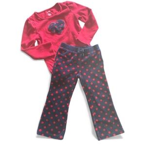 GYMBOREE EUC GIRLS RED BLUE NAVY VELVET PANTS SHIRT TSHIRT SET TOP TOPS SIZE 3 4